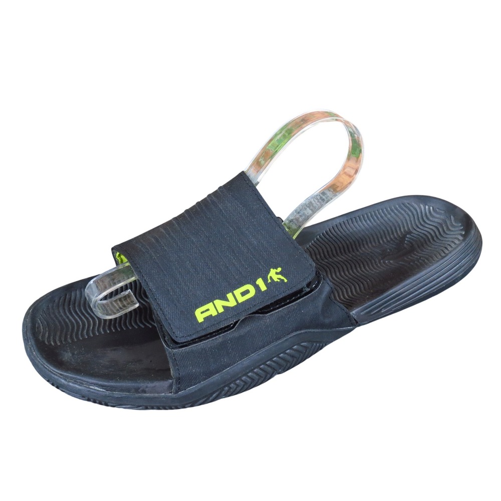 AND1 Dunk Mens Slide Sandals Size 12 Athletic Casual Black Lime Green